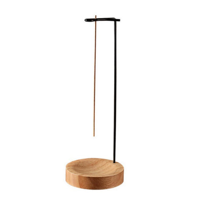 Handcrafted Wooden Incense Burner with Metal Holder