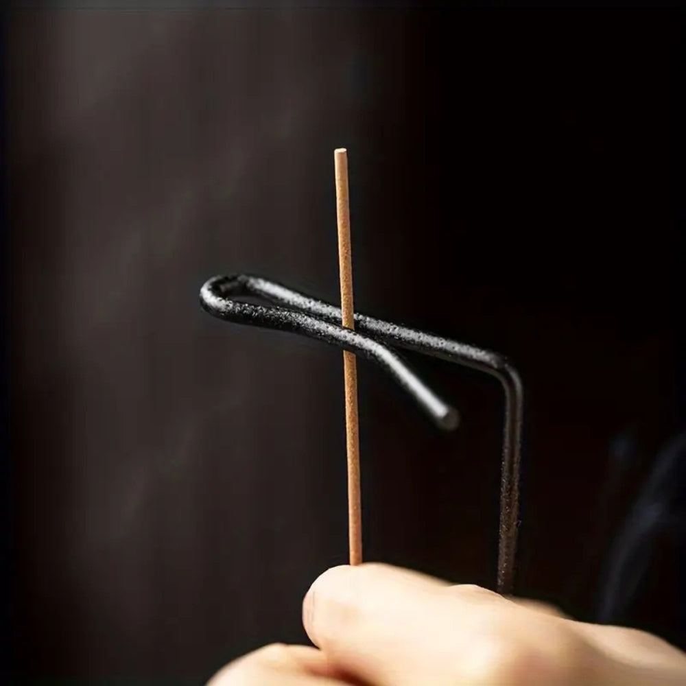 Handcrafted Wooden Incense Burner with Metal Holder