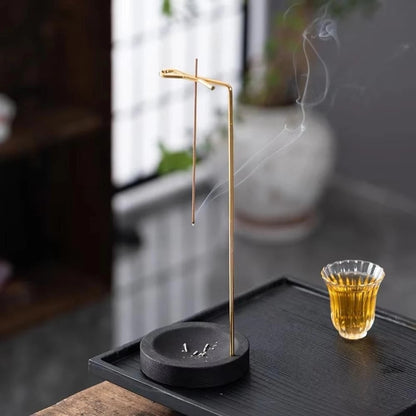 Handcrafted Wooden Incense Burner with Metal Holder