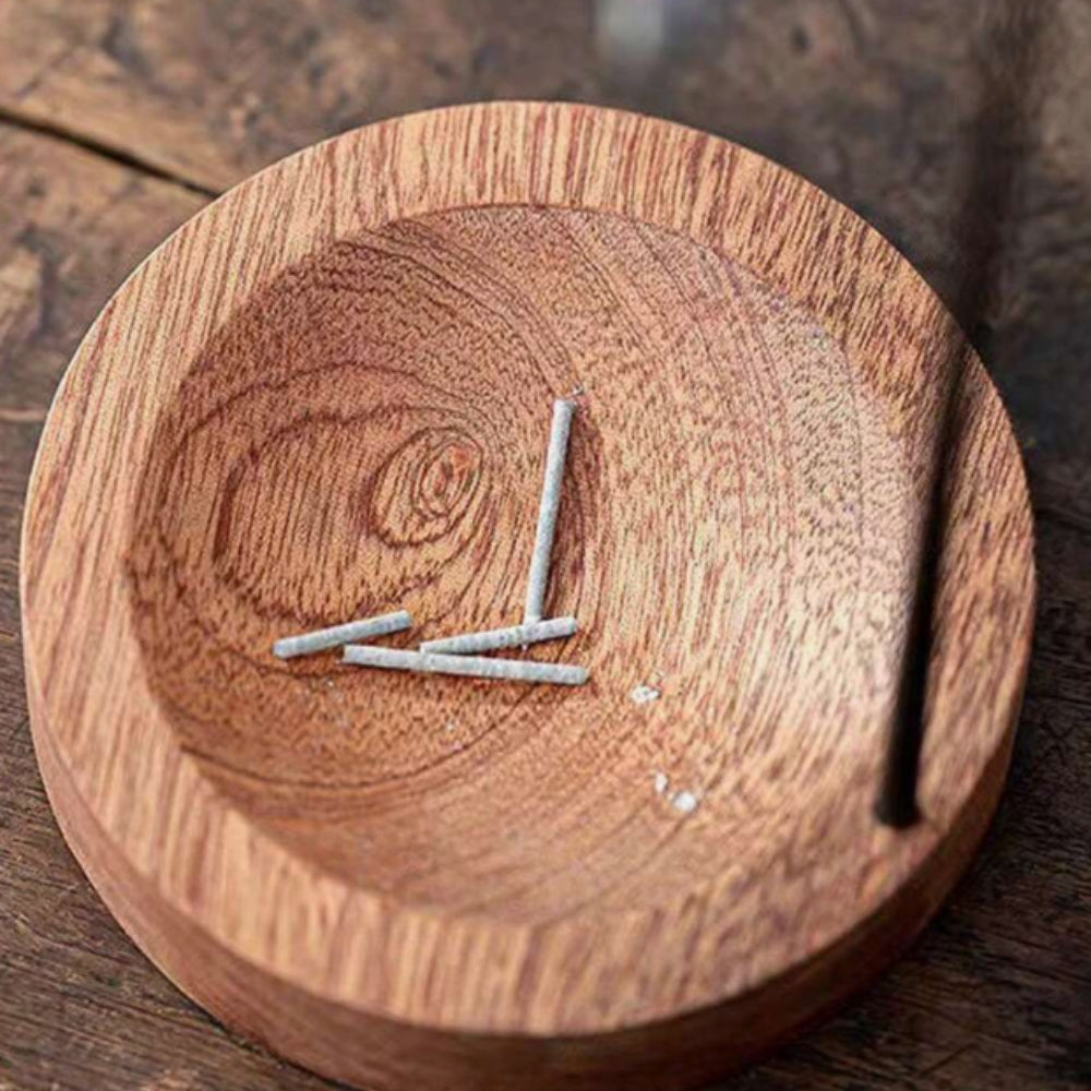 Handcrafted Wooden Incense Burner with Metal Holder