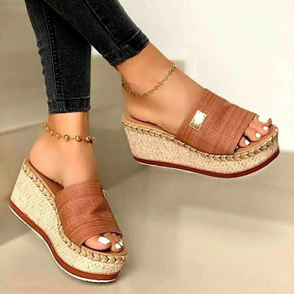 Romy Women's Platform Sandals - fabric and finish detail
