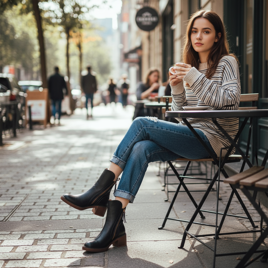 Bottines pour femme Zara | Talon bloc avec fermeture éclair latérale, accent chic noué au dos