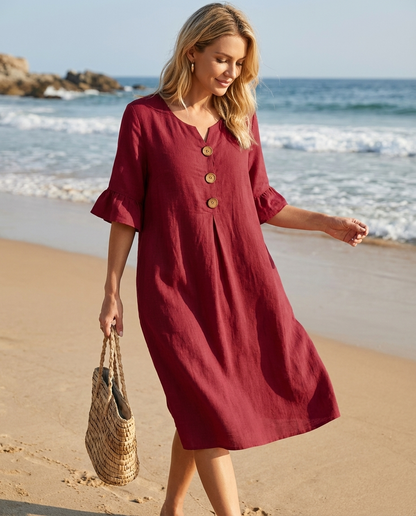 Colette Women's Linen Dress - front view