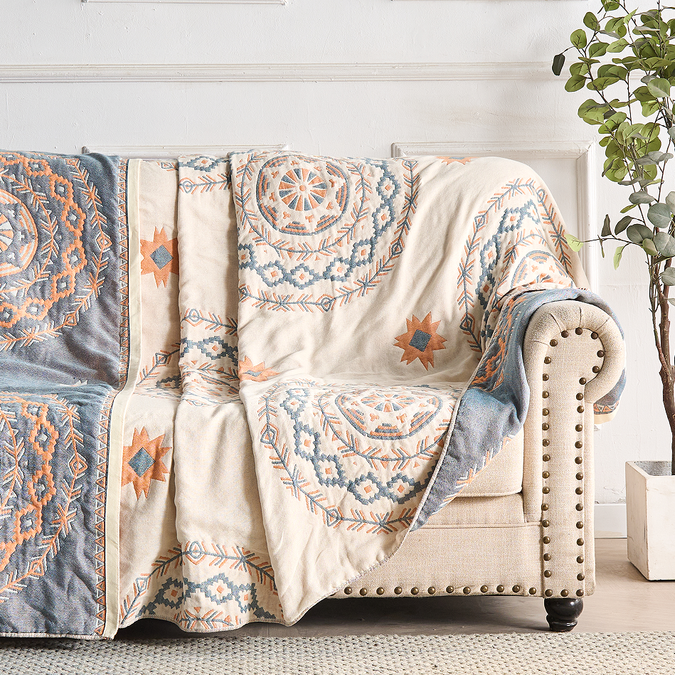 Serene Mandala Cotton Throw Blanket