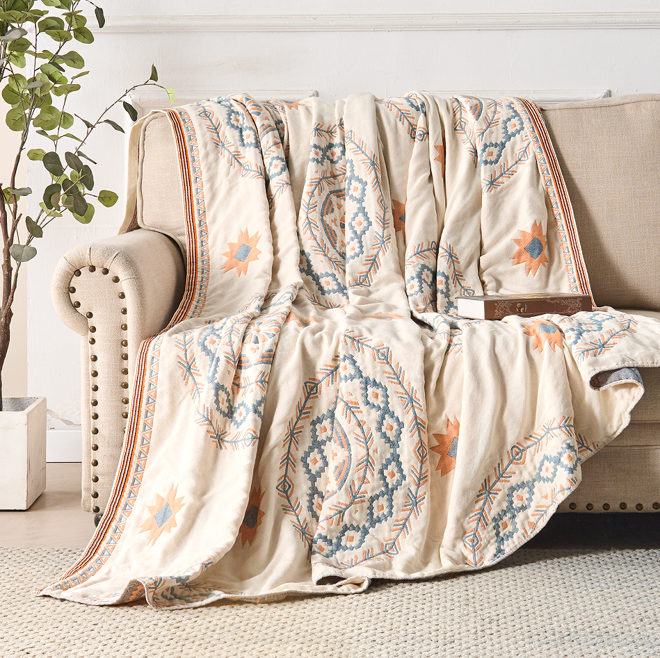 Serene Mandala Cotton Throw Blanket