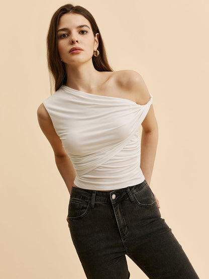 Lena Women's Asymmetric Top - fabric and finish detail