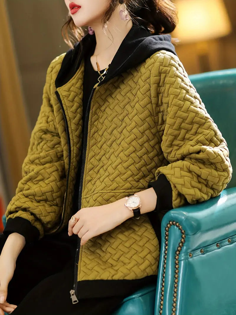 Wren Women's Quilted Hoodie - fabric and finish detail