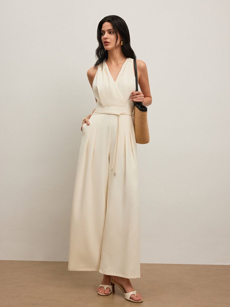 Darcy Women's Jumpsuit | Halter, Belted, V-neck