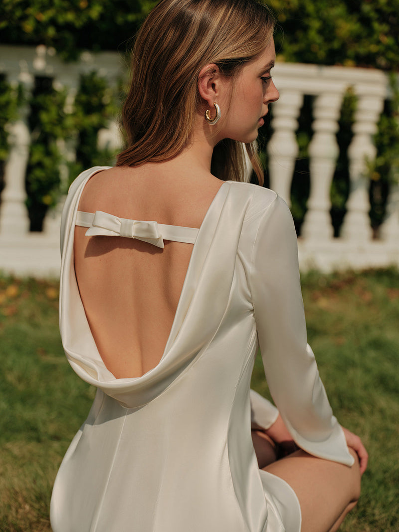 Maren Women's Satin Dress - back view