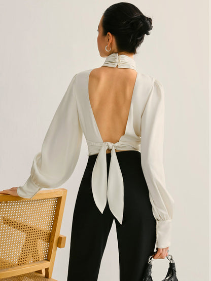 Kira Women's Pleated Blouse - back view