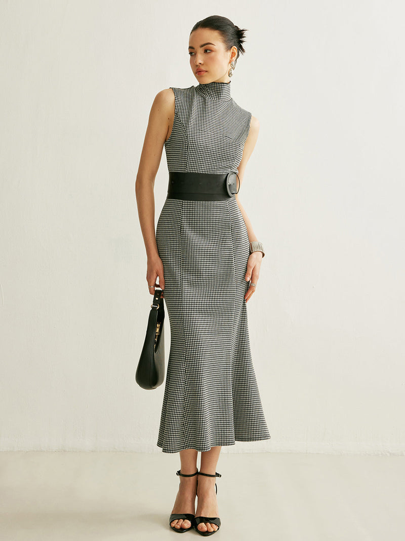 Ottilie Women's Plaid Dress | Belted, Jersey, Sleeveless