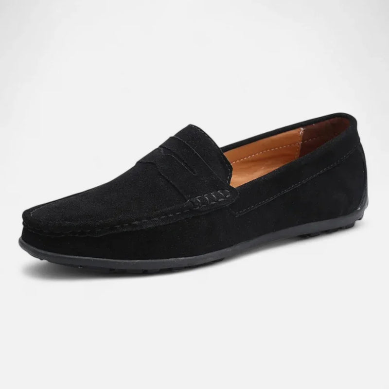 Griffin Men's Suede Loafers - fabric and finish detail