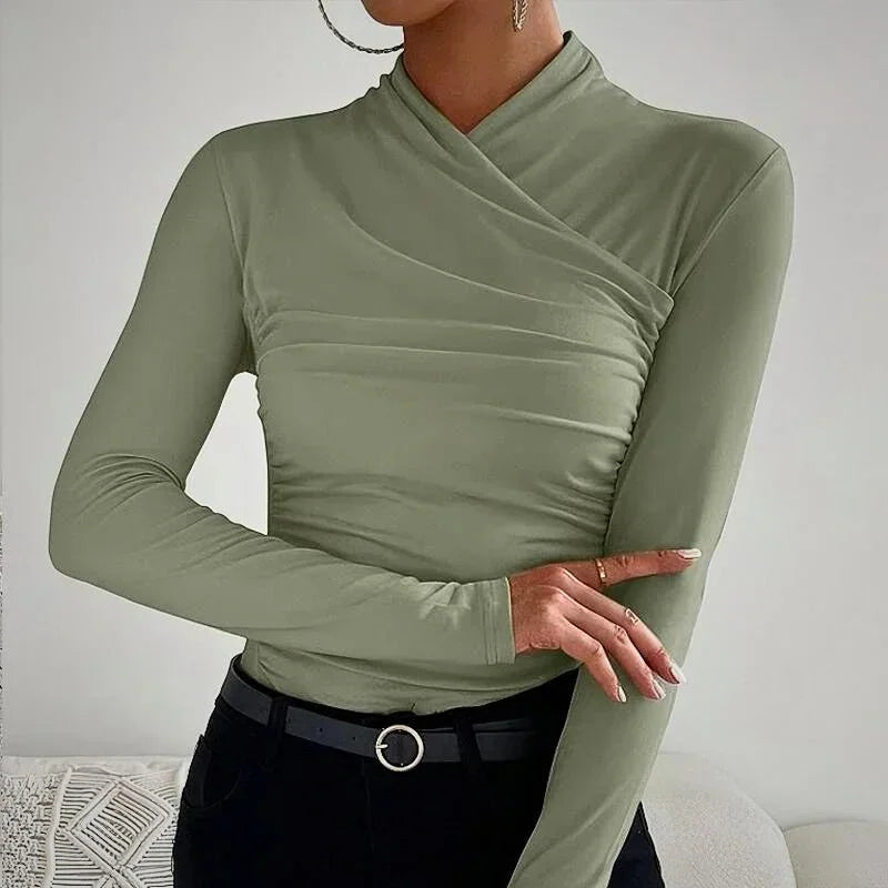 Tamsin Women's Asymmetric Top - fabric and finish detail