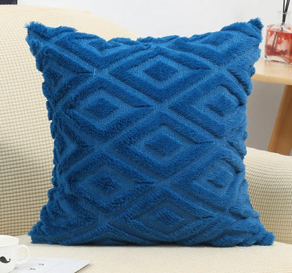 3D Diamond Cotton-Linen Cushion Cover | Textured Weave, Hidden Zip