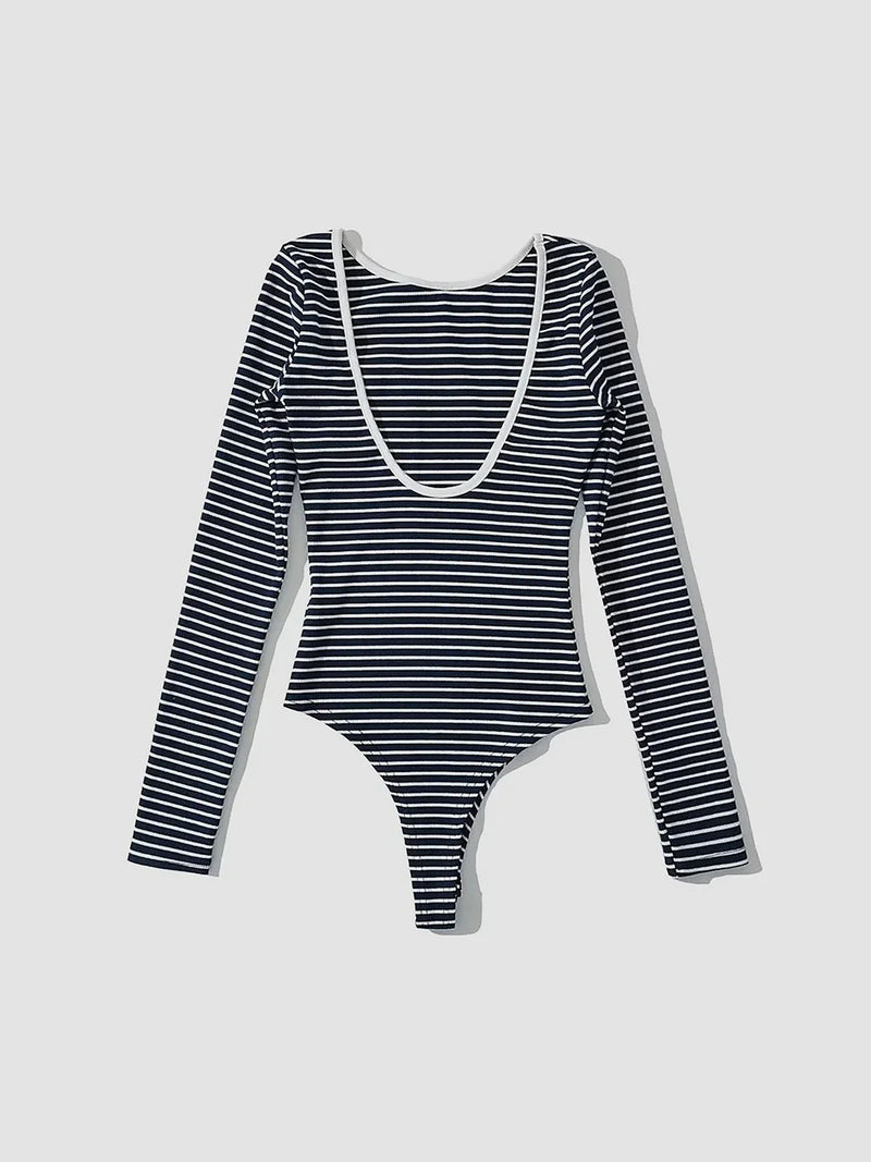 Violette Women's Striped Bodysuit - full-length view