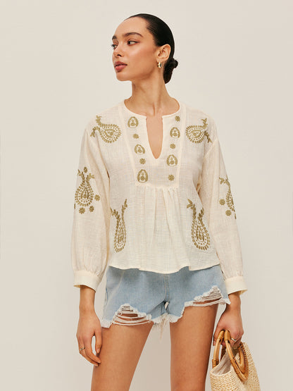 Genevieve Women's Blouse - fabric and finish detail
