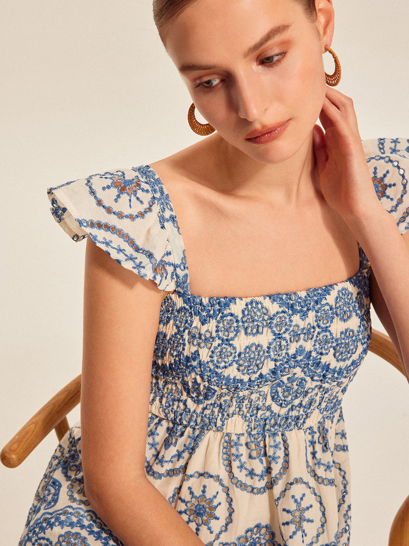 Lena Women's Floral Dress - fabric and finish detail