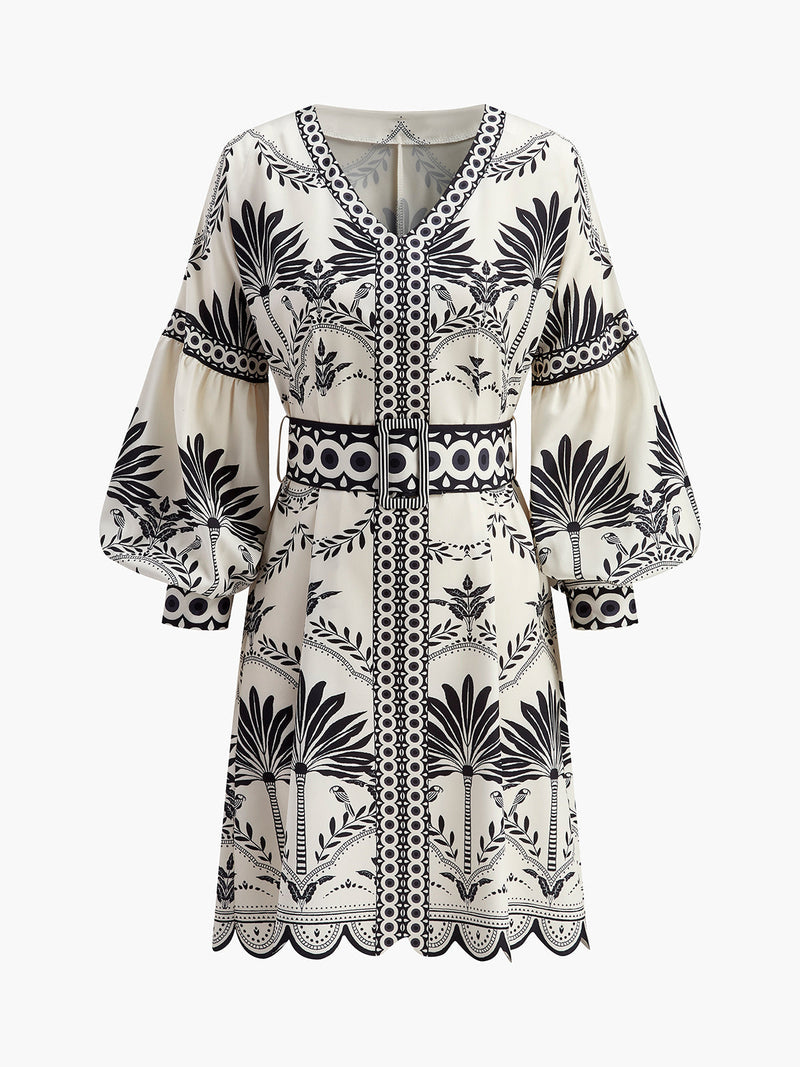 Genevieve Women's Floral Dress | Boho, Belted, V-neck