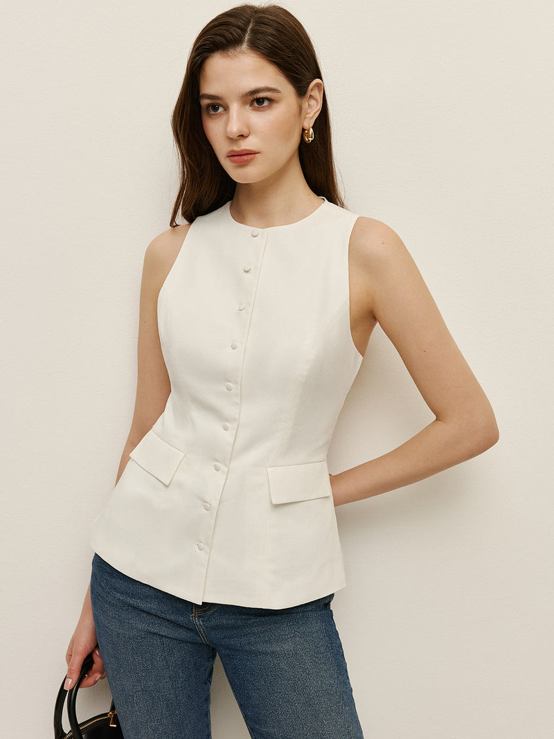 Rhea Women's Linen Top - back view