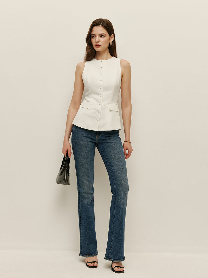 Rhea Women's Linen Top - close-up detail