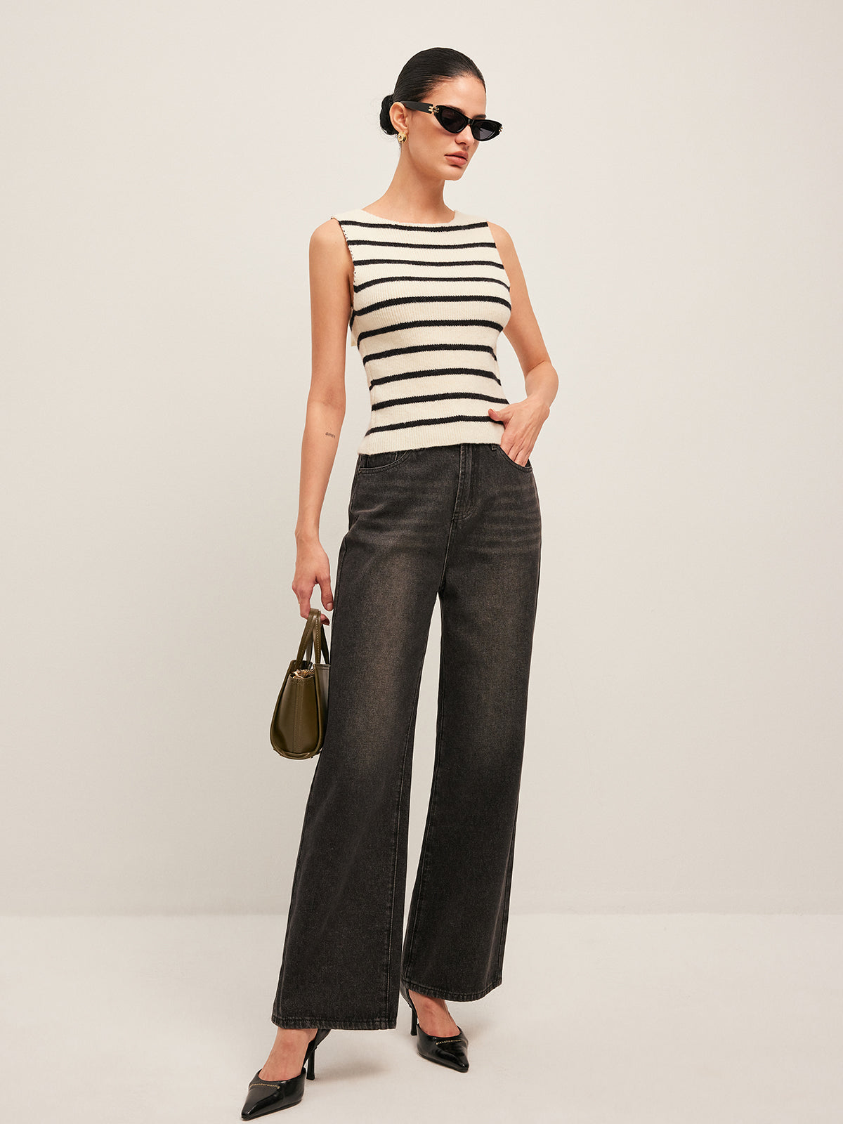 Faye Women's Striped Sweater - back view