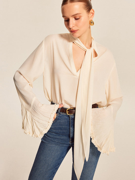 Cleo Women's Pleated Blouse - styled view