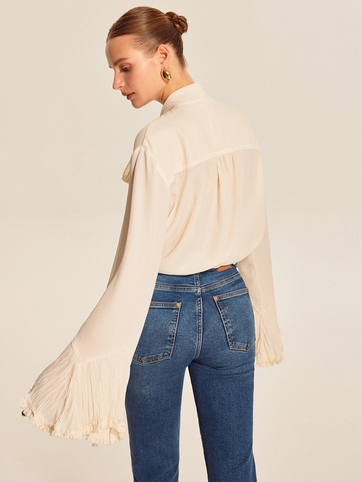 Cleo Women's Pleated Blouse - close-up detail