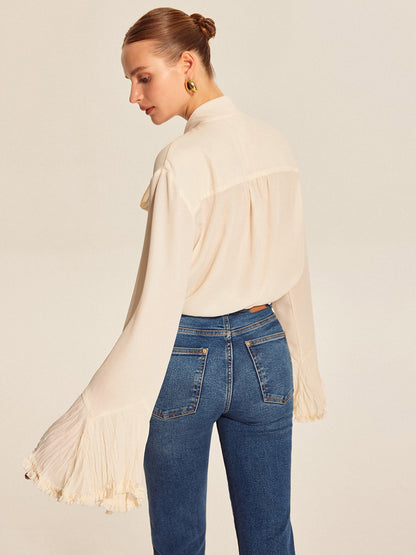 Cleo Women's Pleated Blouse - close-up detail