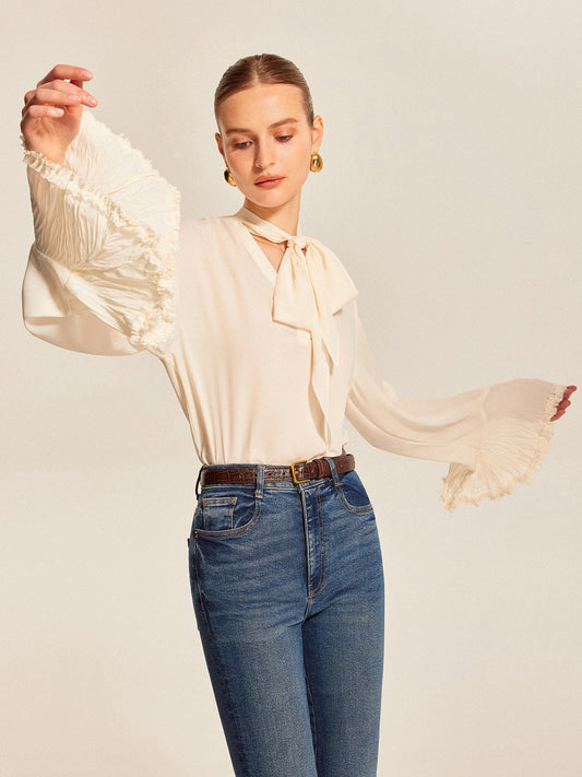 Cleo Women's Pleated Blouse - front view