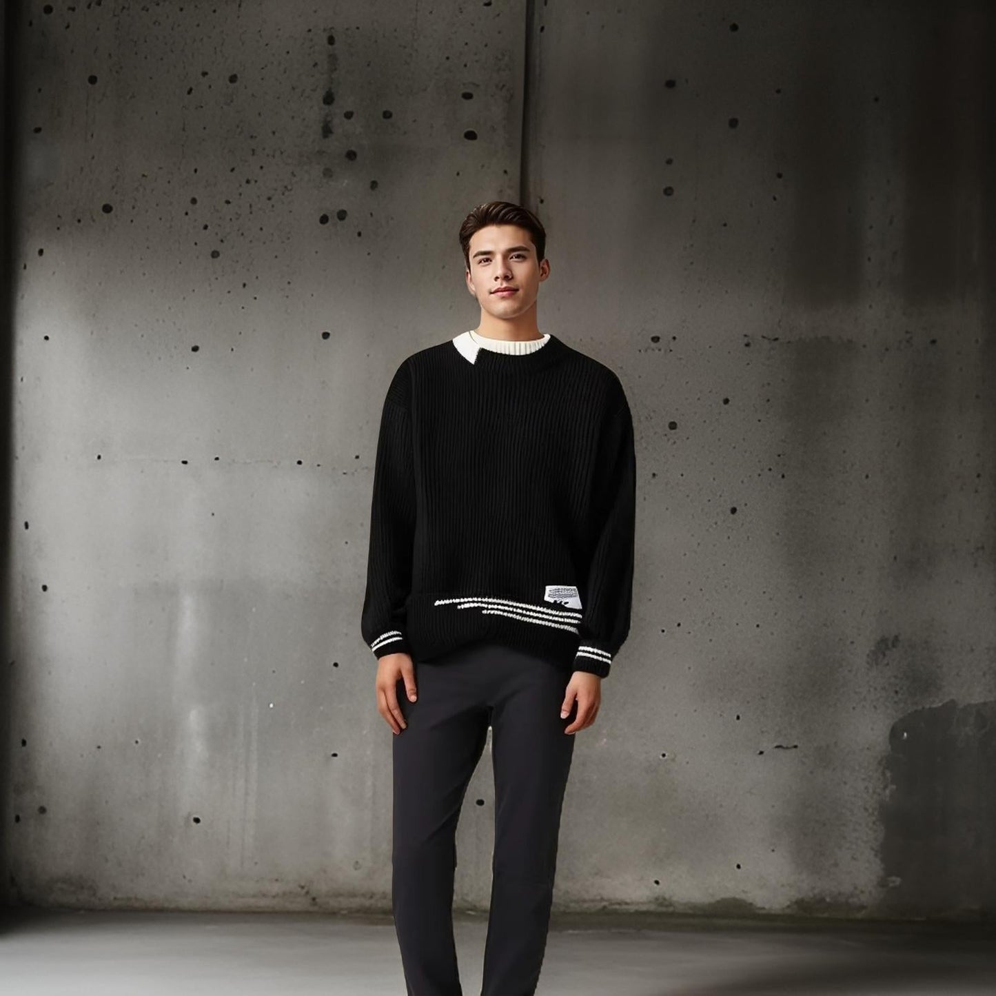 Milo Men's Striped Sweater - full-length view