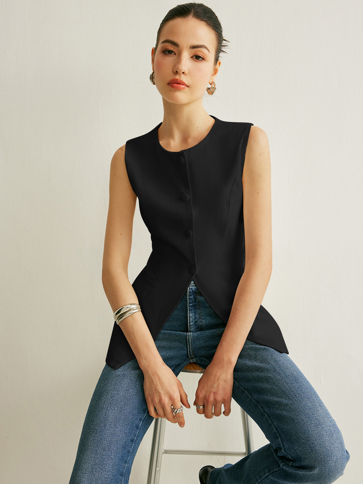 Quinn Women's Linen Vest - shown in use