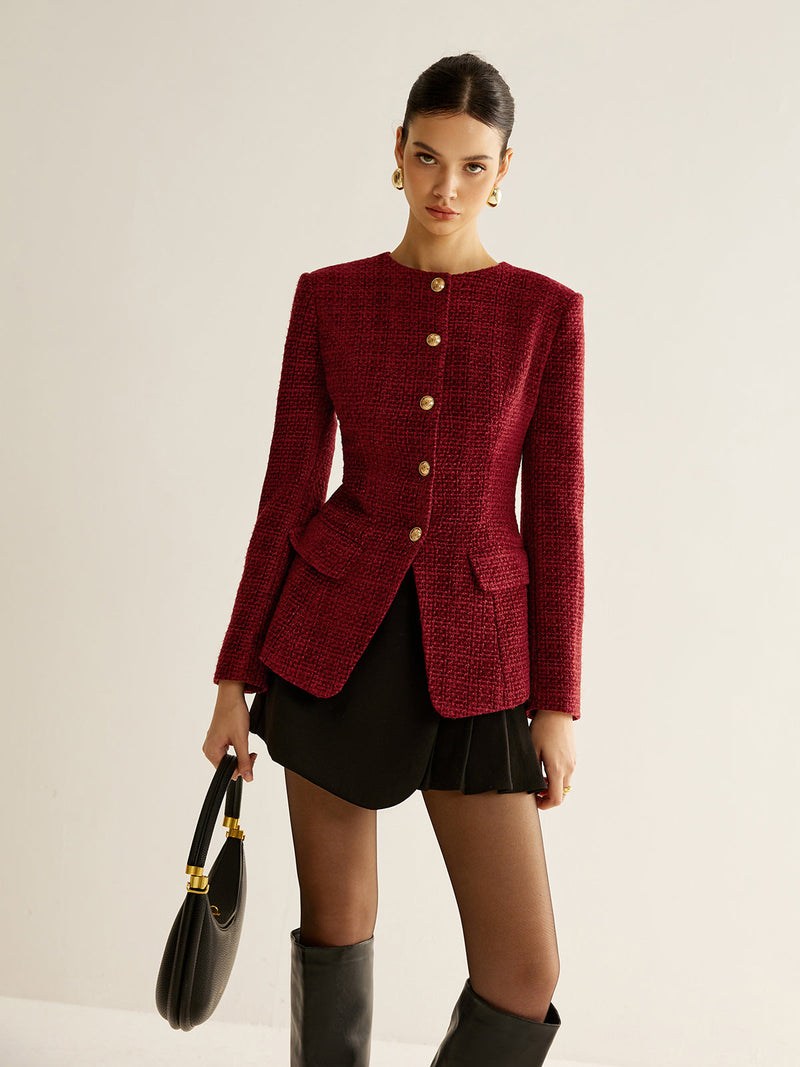 Tamsin Women's Blazer | Tweed, Long Sleeve, Button