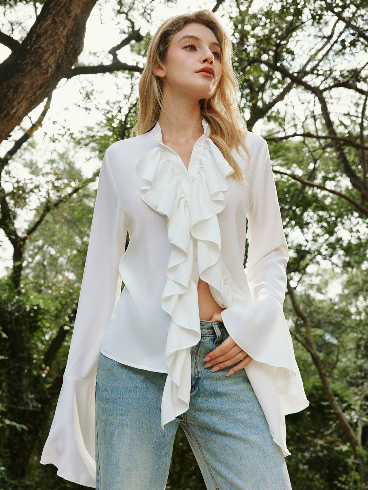 Freya Women's Pleated Blouse - styled view