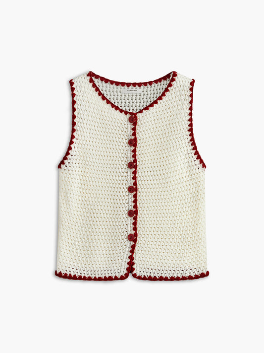Kaia Women's Crochet Vest - front view