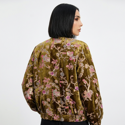 Chaqueta de Invierno para Mujer Evelyn | Terciopelo Dorado, Estilo Vintage