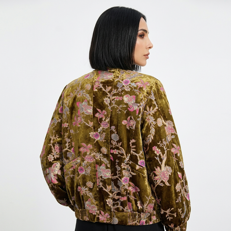 Chaqueta de Invierno para Mujer Evelyn | Terciopelo Dorado, Estilo Vintage