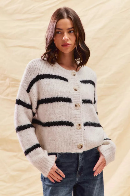 Rosa Women's Striped Cardigan - front view
