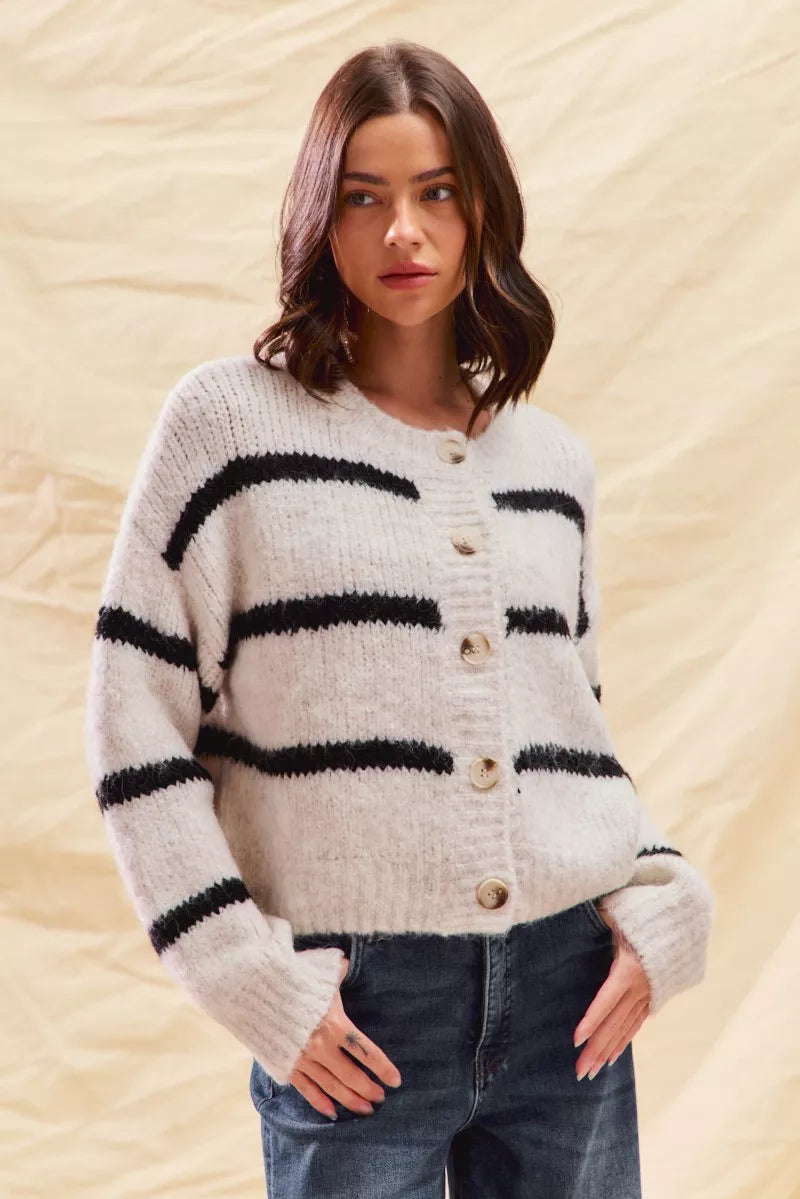 Rosa Women's Striped Cardigan | Button
