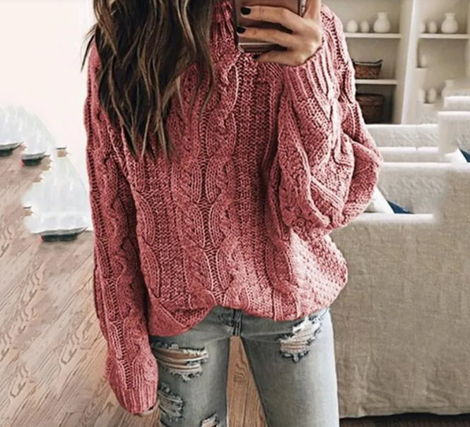 Noor Women's Cable Knit Sweater - styled view