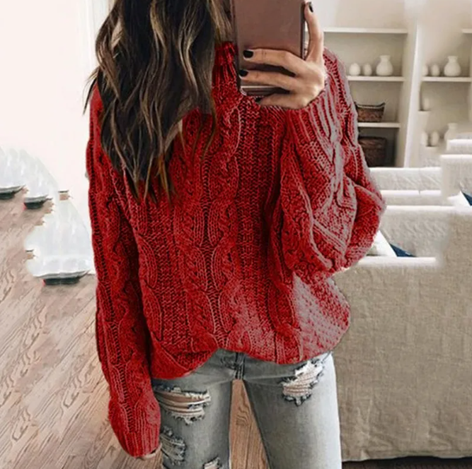 Noor Women's Cable Knit Sweater - back view