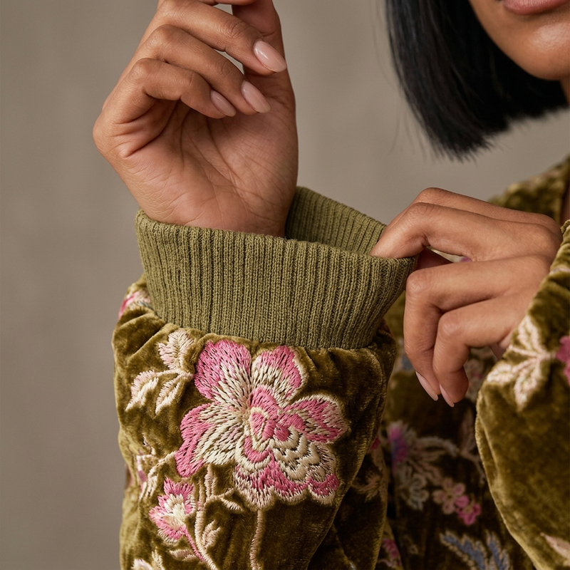 Chaqueta de Invierno para Mujer Evelyn | Terciopelo Dorado, Estilo Vintage