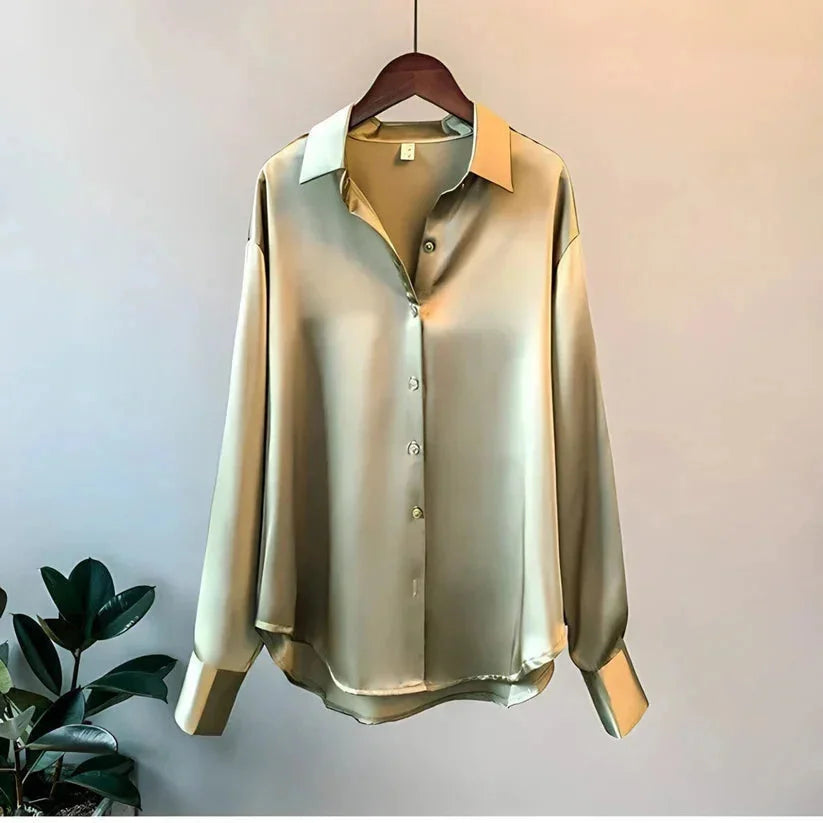 Kira Women's Satin Blouse - styled view