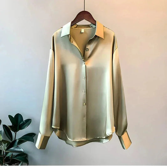 Kira Women's Satin Blouse - styled view