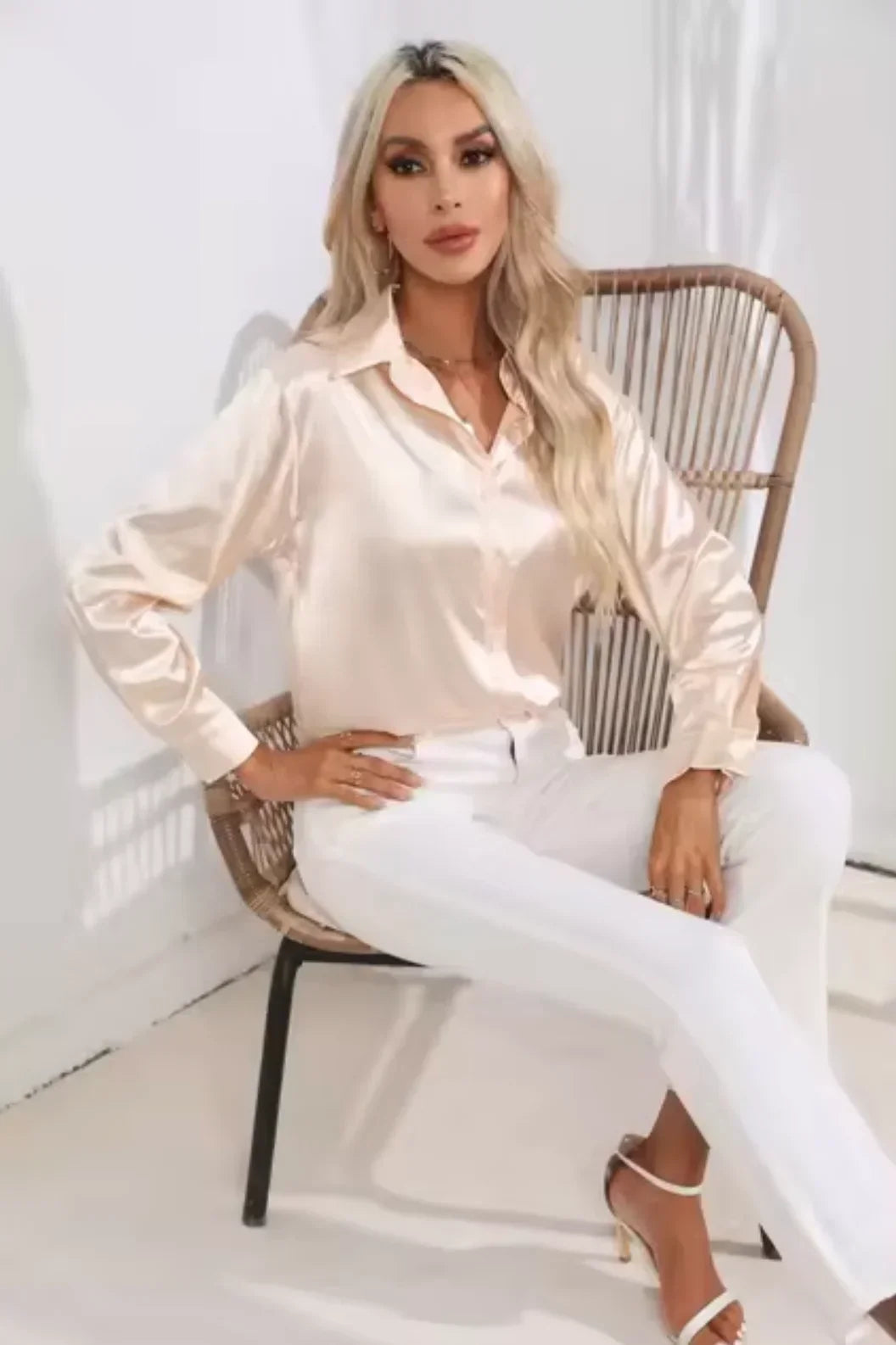 Ivy Women's Satin Blouse - fabric and finish detail