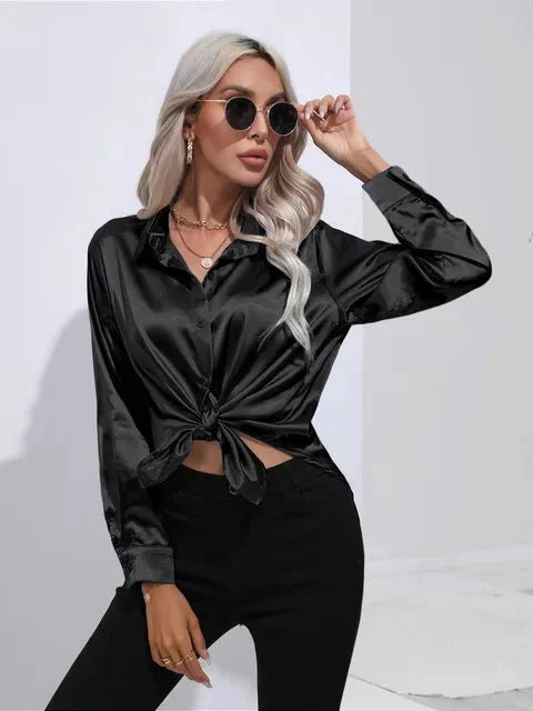 Ivy Women's Satin Blouse - front view