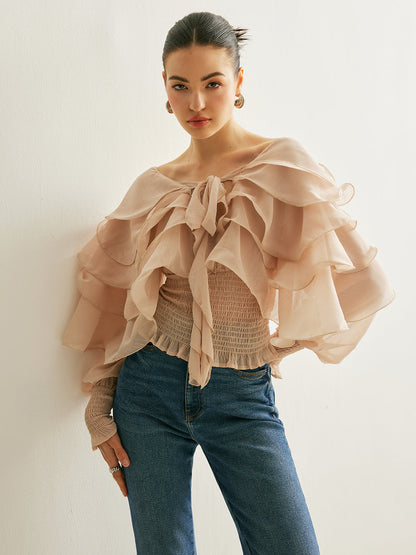 Elena Women's Pleated Top - full-length view