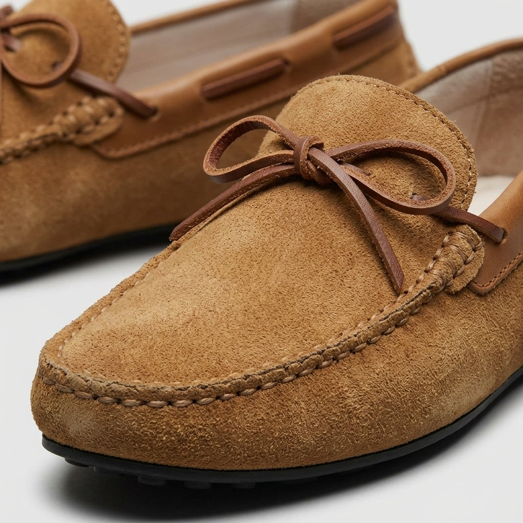 Hollis Men's Suede Loafers - fabric and finish detail