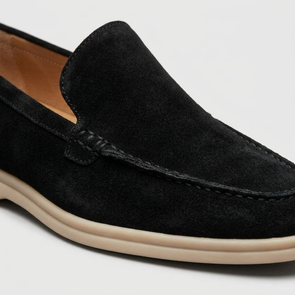 Ivor Men's Suede Loafers - fabric and finish detail