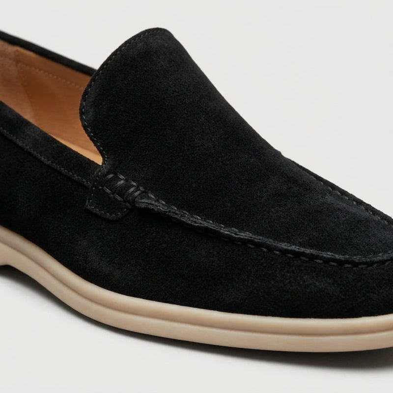 Ivor Men's Suede Loafers - fabric and finish detail