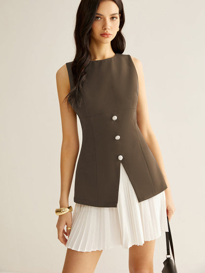 Rowan Women's Pleated Dress - flat lay